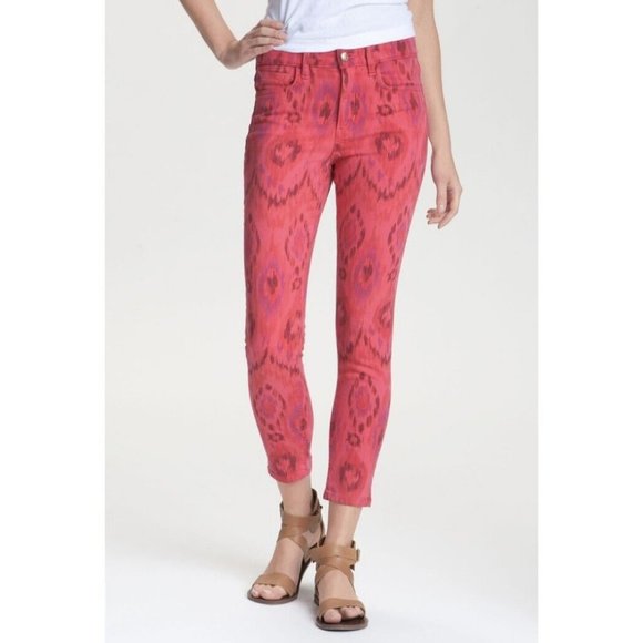 Joe's Jeans Pink Skinny Jeans The High Water Geranium Pattern Ikat Stretch Denim - Picture 15 of 17